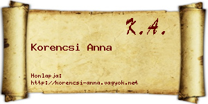 Korencsi Anna névjegykártya